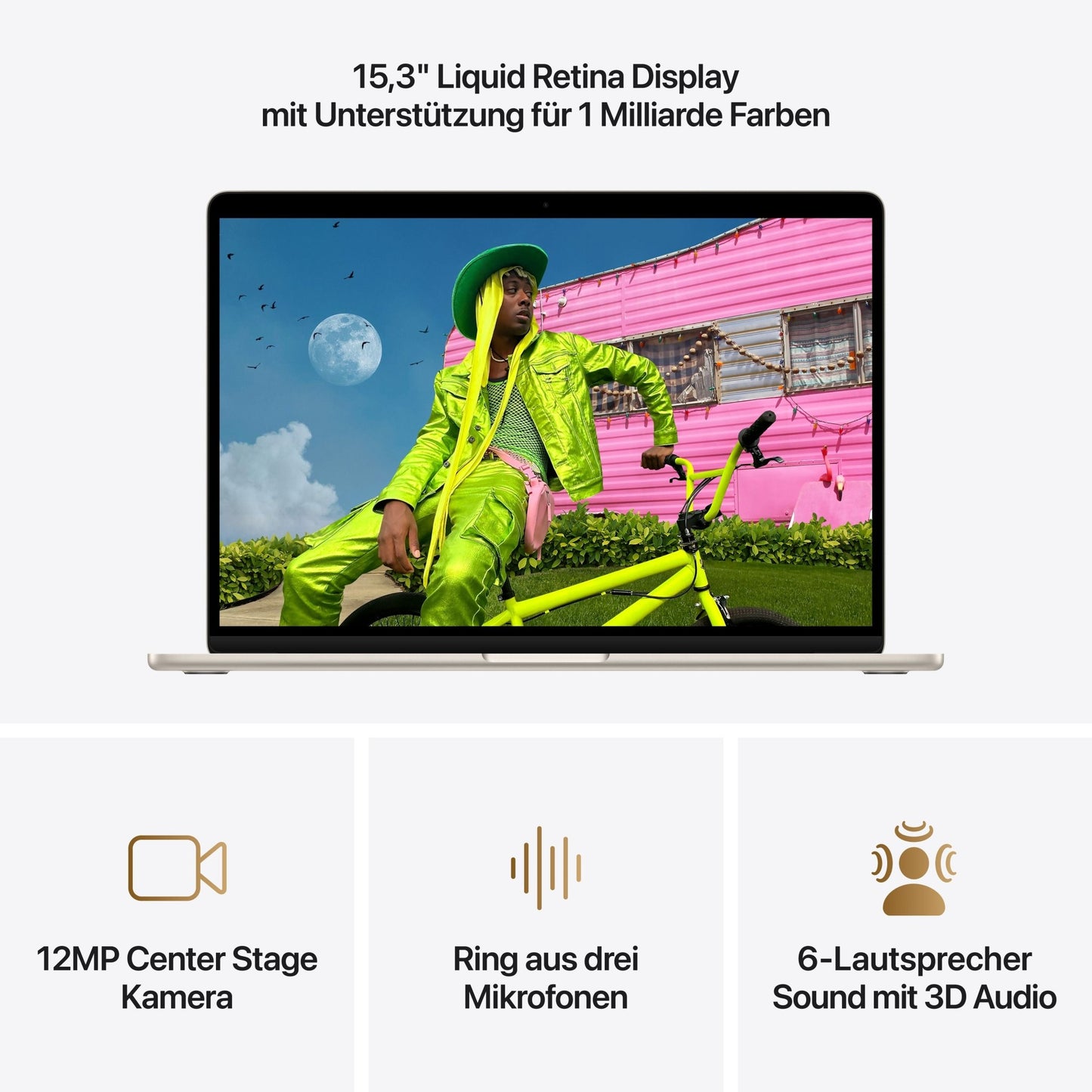 MacBook Air 15 Zoll mit M5 chip, 10-core CPU und 10-core GPU, 24GB, 1TB SSD, Polarstern