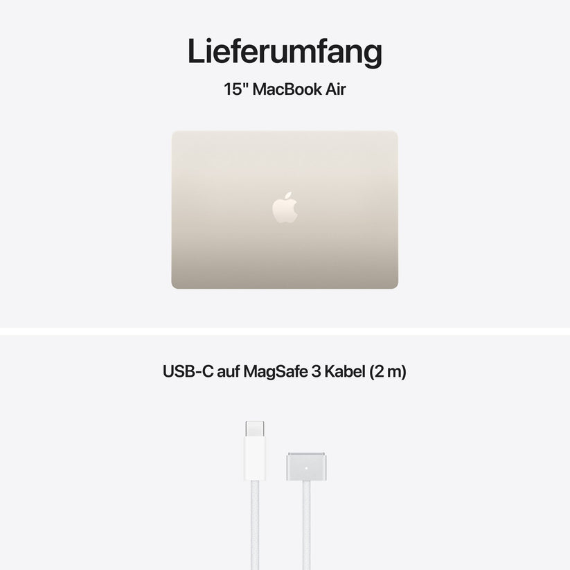 MacBook Air 15 Zoll mit M5 chip, 10-core CPU und 10-core GPU, 16GB, 1TB SSD, Polarstern
