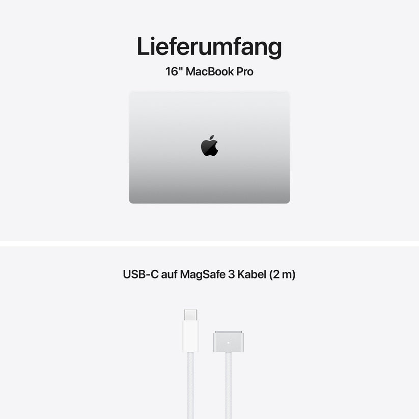 MacBook Pro 16 Zoll mit M5 Max chip, 18-core CPU und 32-core GPU, 36GB, 2TB SSD, Silber