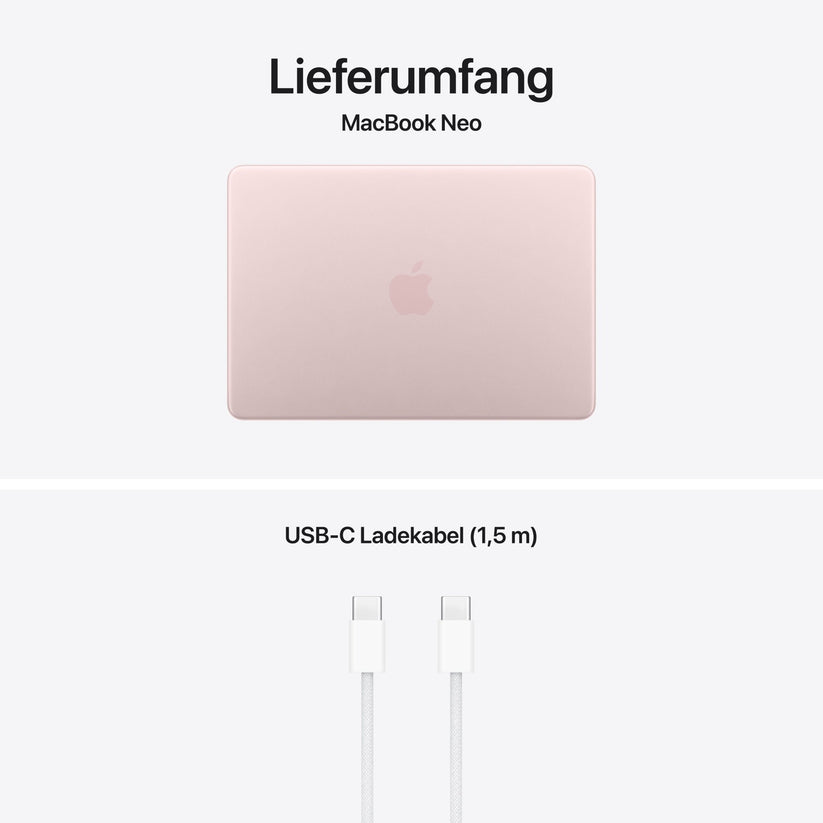 MacBook Neo 13 Zoll mit A18 Pro chip, 6-core CPU und 5-core GPU, 8GB, 256GB SSD, Blush