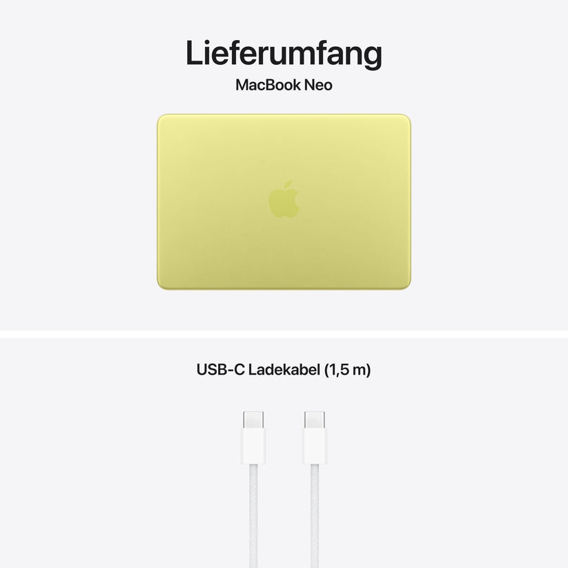 MacBook Neo 13 Zoll mit A18 Pro chip, 6-core CPU und 5-core GPU, 8GB, 256GB SSD, Citrus
