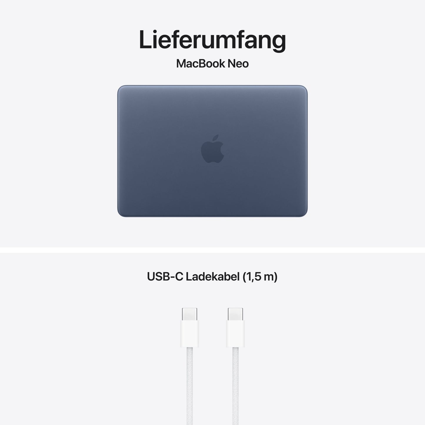MacBook Neo 13 Zoll mit A18 Pro chip, 6-core CPU und 5-core GPU, 8GB, 256GB SSD, Indigo