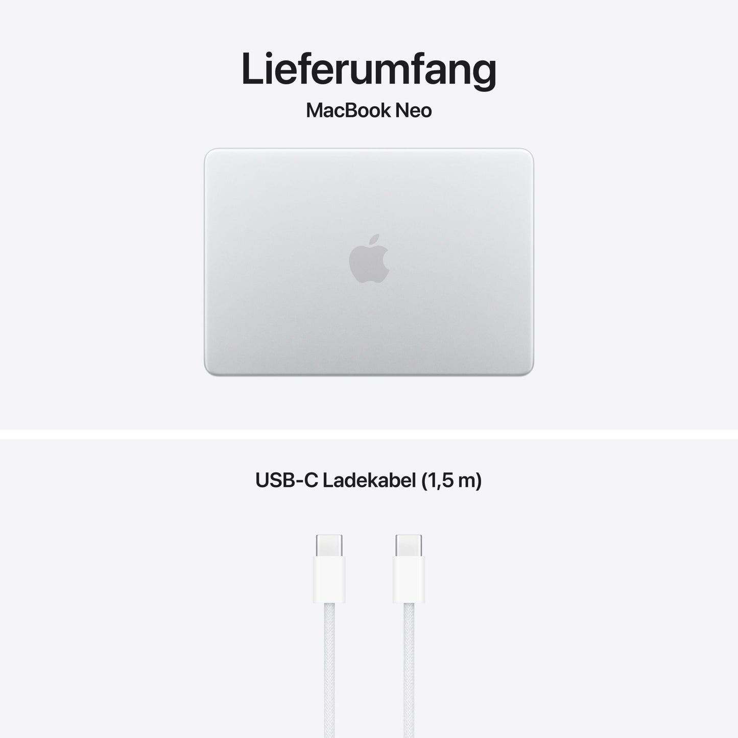 MacBook Neo 13 Zoll mit A18 Pro chip, 6-core CPU und 5-core GPU, 8GB, 256GB SSD, Silber