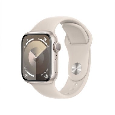 Apple Watch Series 9 GPS, Aluminium polarstern, 41mm mit Sportarmband, polarstern - S/M - gebraucht