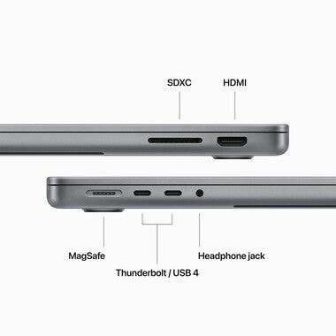 MacBook Pro 14 Zoll mit M3 8C CPU u 10C GPU, 8GB, 1TB SSD, space grau