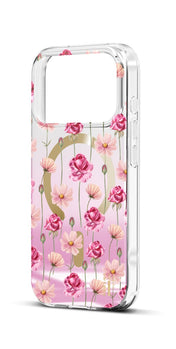 Wir präsentieren die „Ideal of Sweden“-Hülle mit MagSafe für das iPhone 17 Pro Max/18 Pro Max – „Rose Blush Floral“: Diese elegante Handyhülle besticht durch einen rosa Hintergrund, der mit illustrierten rosa Rosen und gänseblümchenähnlichen Blüten verziert ist, die in einem vertikalen Muster angeordnet sind. Die transparenten Ränder sorgen für einen schlanken Look, während die MagSafe-Kompatibilität ein einfaches, kabelloses Laden gewährleistet. Eine perfekte Mischung aus Stil und Schutz von Ideal of