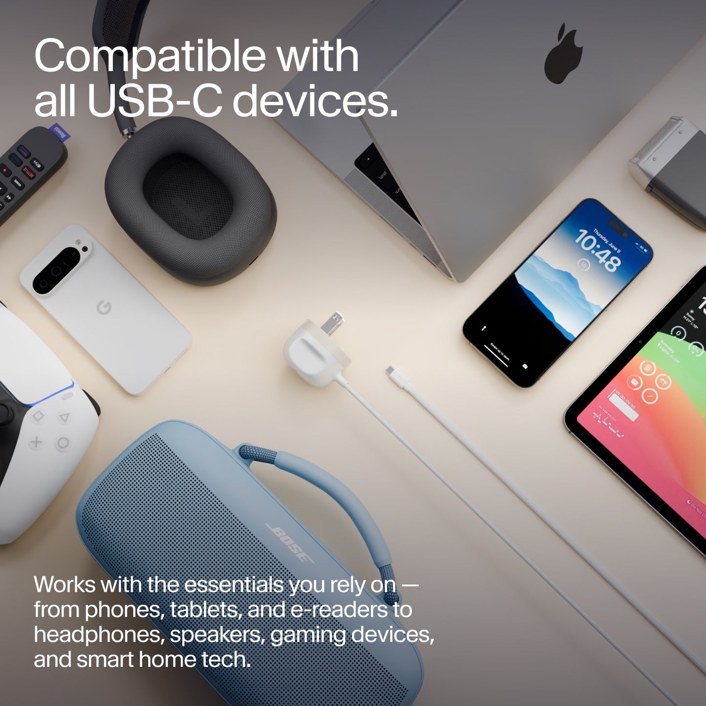 Twelve South PowerCord 30W USB-C 1,2m - Weiß/Düne