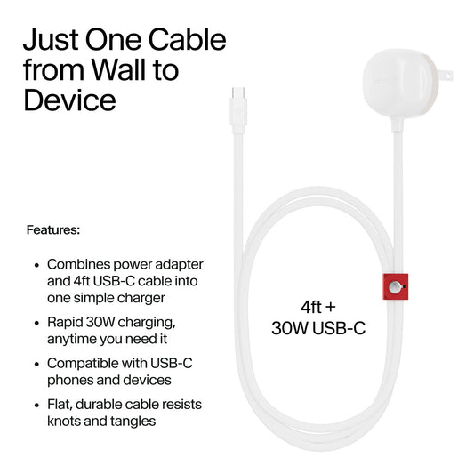Twelve South PowerCord 30W USB-C 1,2m - Weiß/Düne