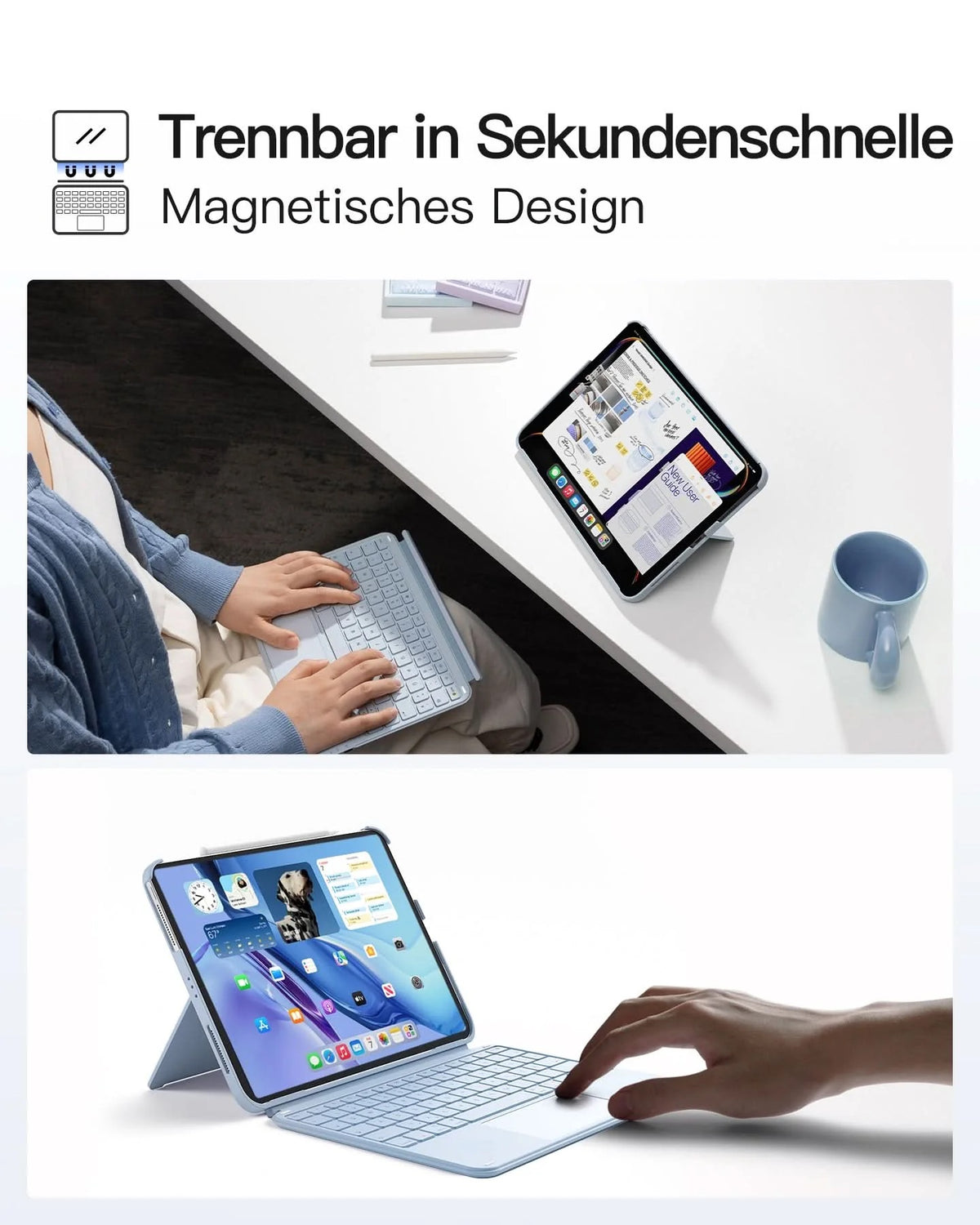 Inateck AceTouch Standard Keyboard mit Track-Pad iPad 2022-2026 / iPad Air 11“ 2020-2026 - Blau