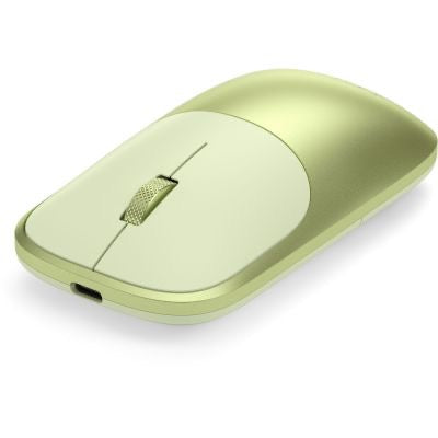 Die Satechi Slim EX Wireless Mouse (Citrus) von Satechi besticht durch ein schlankes, modernes Design in Hellgrün mit einem mittig angeordneten Scrollrad und einem USB-C-Ladeanschluss an der Vorderseite und verbindet so nahtlos Alltagsfunktionalität mit ergonomischem Komfort.