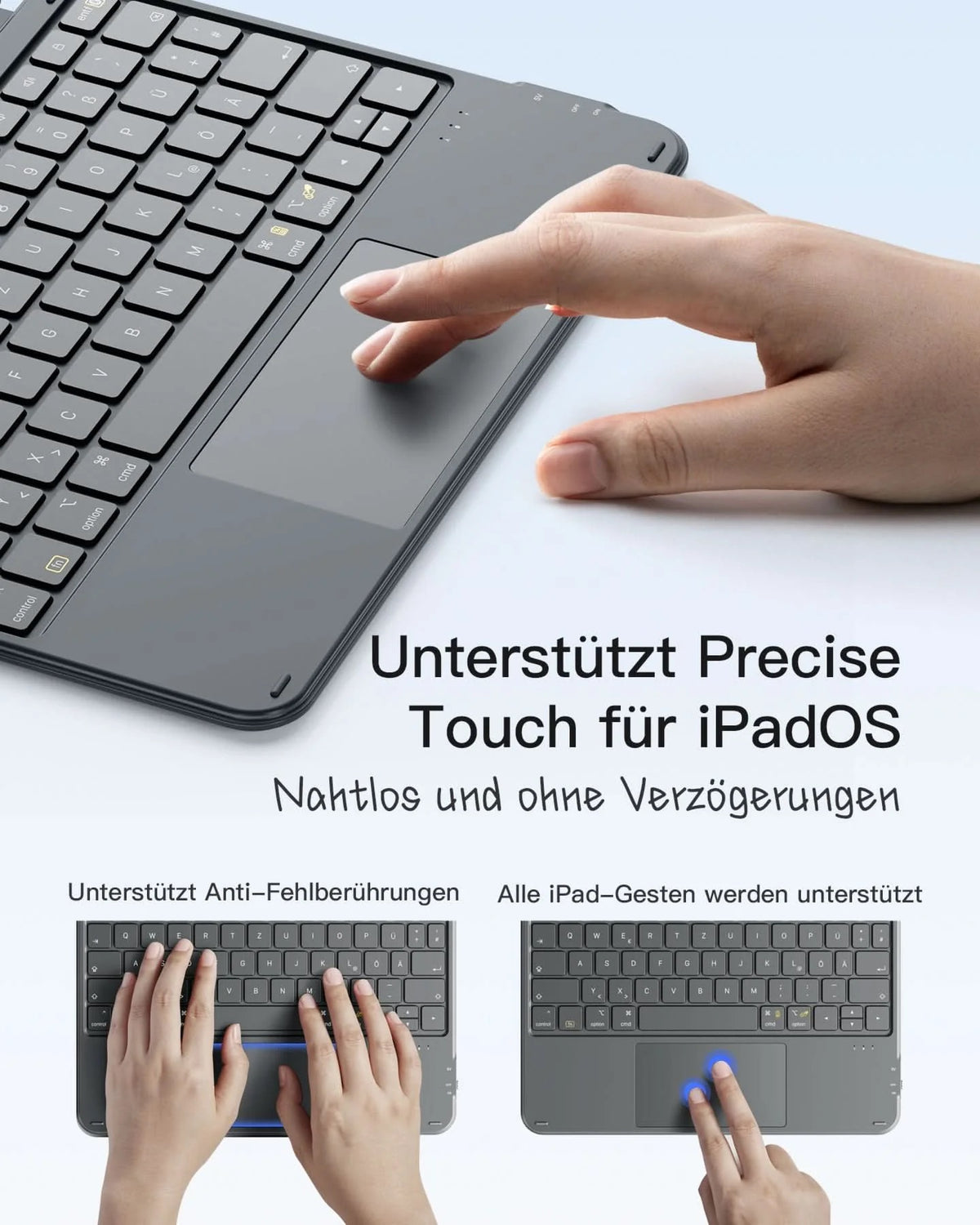 Inateck AceTouch Standard Keyboard mit Track-Pad iPad 2022-2026 / iPad Air 11“ 2020-2026 - Grau