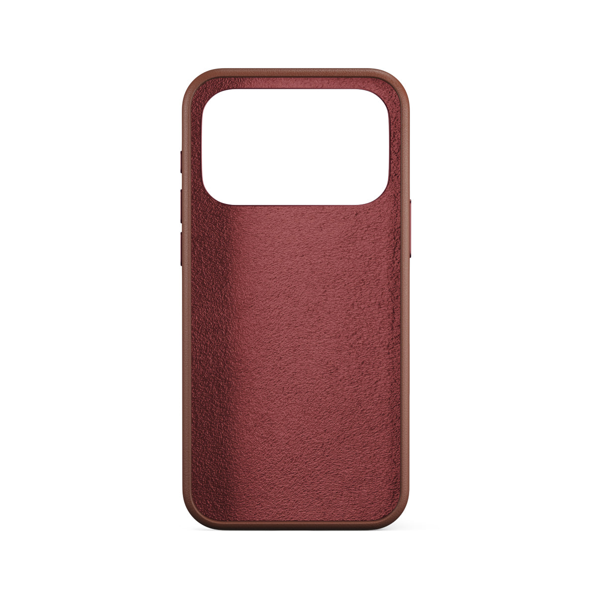 Epico markasının iPhone 17 Pro/18 Pro için ürettiği şık Epico Leder Case gibi, üst kısmında büyük dikdörtgen bir kamera açıklığı bulunan kahverengi, deri dokulu bir telefon kılıfı, beyaz bir arka plan üzerinde sergileniyor.