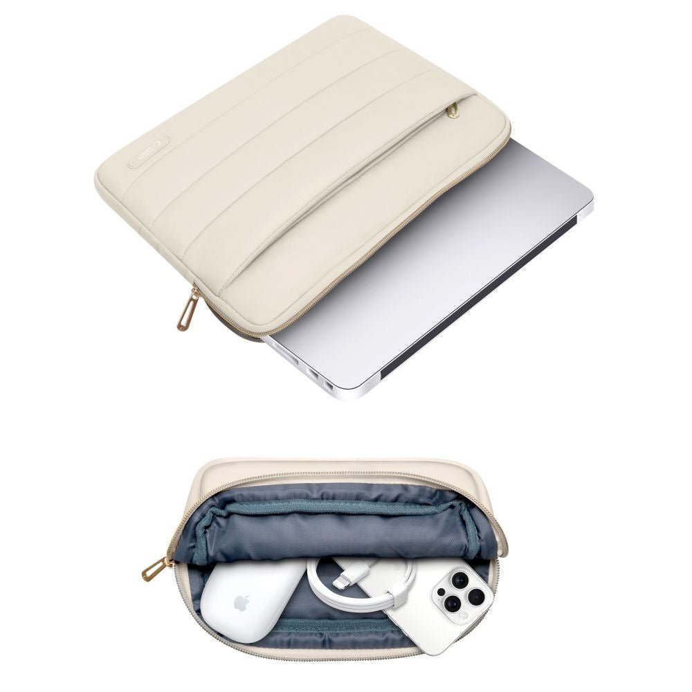 Tech-Protect Puffy Sleeve für MacBook Air/Pro 13“/14“ inklusive Organizer -  Beige 