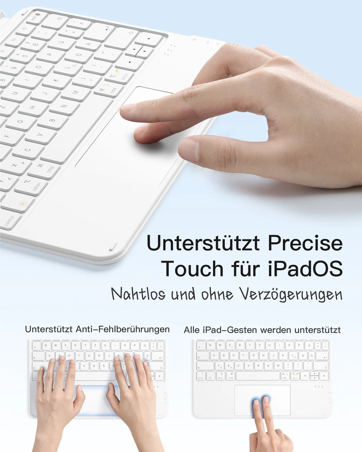 Inateck AceTouch Standard Keyboard mit Track-Pad iPad 2022-2026 / iPad Air 11“ 2020-2026 - Weiß