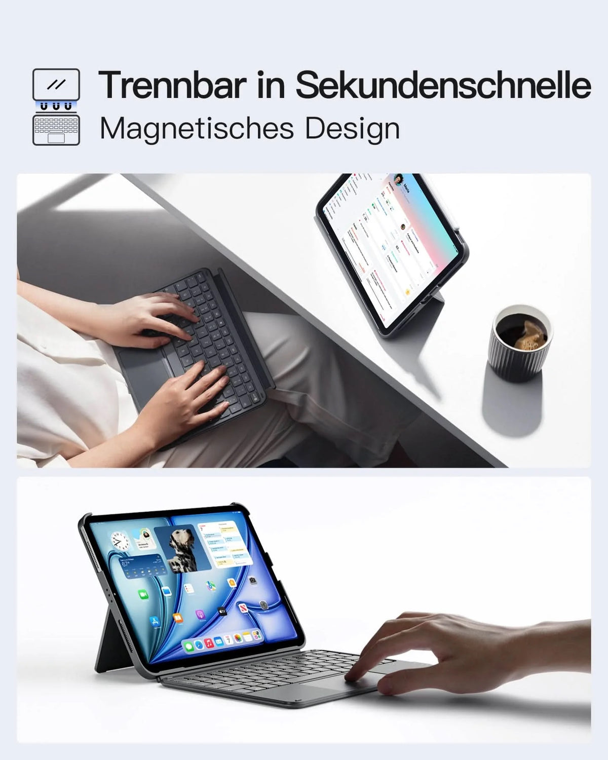 Inateck AceTouch Standard Keyboard mit Track-Pad iPad 2022-2026 / iPad Air 11“ 2020-2026 - Grau
