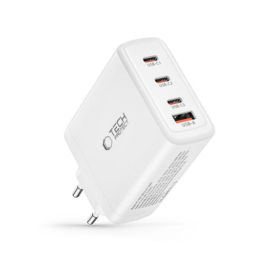 Tech-Protect 100W Multiport Schnell-Ladegerät für MacBook Air/Pro, IPhone und iPad - weiß