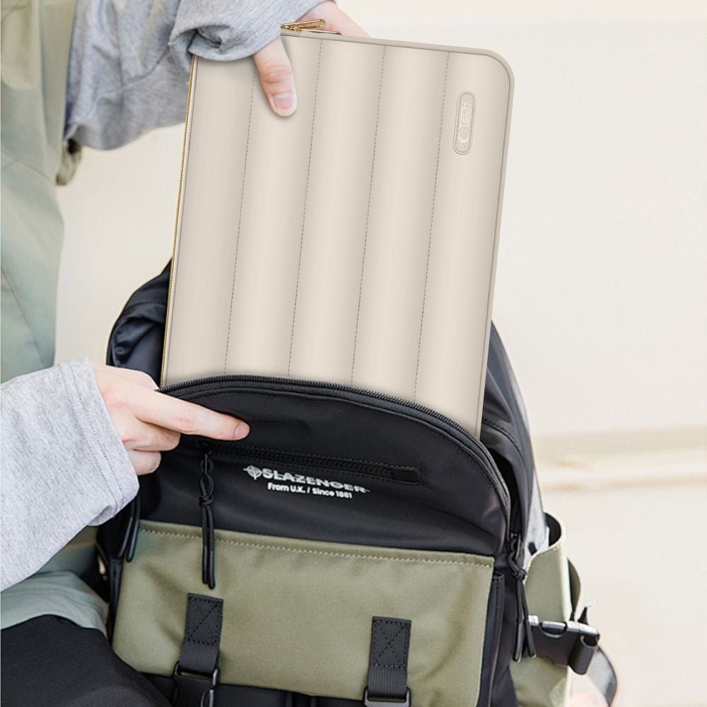 Tech-Protect Puffy Sleeve für MacBook Air/Pro 13“/14“ inklusive Organizer -  Beige 