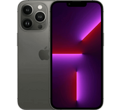 Front and back view of a dark grey Apple iPhone 13 Pro 128GB, Grade B - REFURBISHED, with a screen displaying a purple and red abstract light pattern.