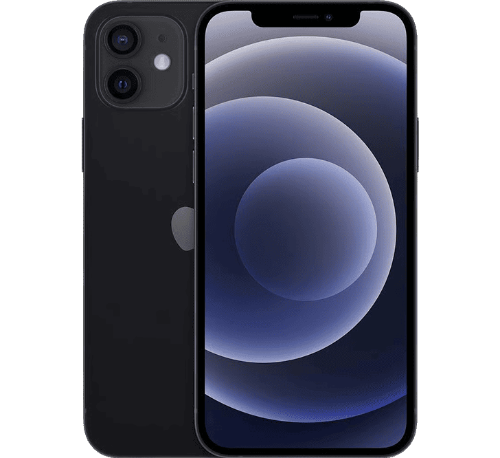 Black Apple iPhone 12 128GB, Grade B - REFURBISHED with a dual-lens rear camera and a large touchscreen display.