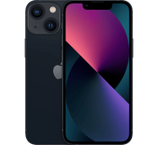 Front and back view of a dark Apple iPhone 13 Mini 256GB, Grade B - REFURBISHED with a dual-lens camera system.