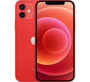 Kırmızı renkli, B Sınıfı - YENİLENMİŞ bir Apple iPhone 12 256 GB modelinin ön ve arka görünümü; çift kamera sistemine ve canlı turuncu ve kırmızı renklerdeki soyut ekran tasarımına sahiptir.