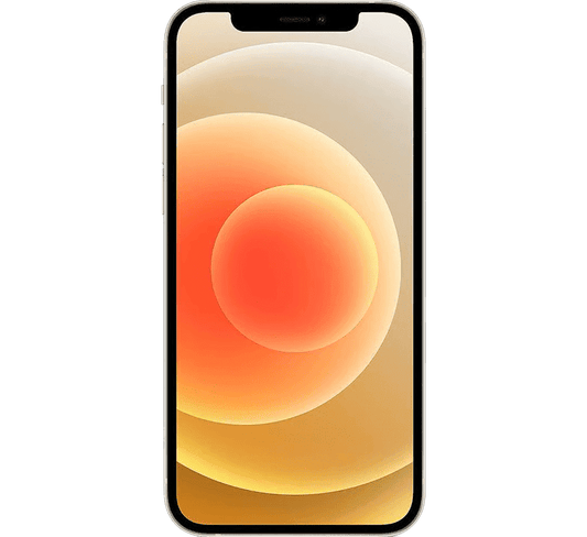 Apple iPhone 12 128GB, Grade B - REFURBISHED with a notch at the top of the display and an abstract orange and yellow circular wallpaper.