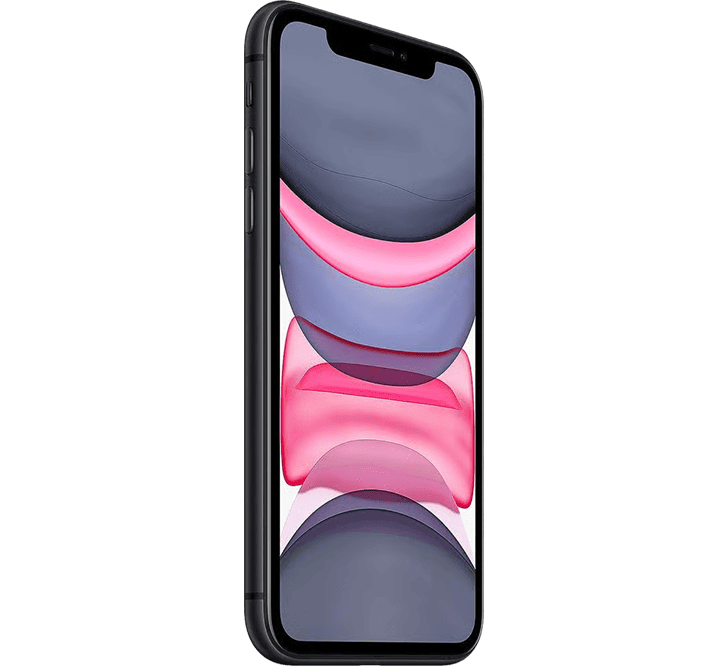 Apple iPhone 11 64GB, Grade B - REFURBISHED shown at a slight angle displaying a colorful abstract wallpaper.