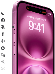 Drücke und halte einfach die Actiontaste auf dem iPhone 16 und starte dein Lieblingsfeature. Zum Beispiel den Fokus, die Kamera, den Stummmodus, die Taschenlampe, Sprachmemos oder Shazam
