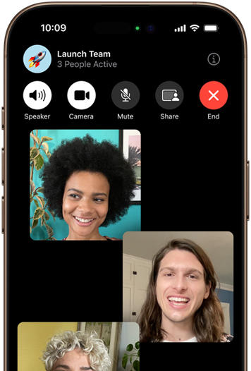 FaceTime Gruppenanruf auf einem iPhone 16 Pro in Titan Wüstensand